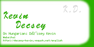 kevin decsey business card